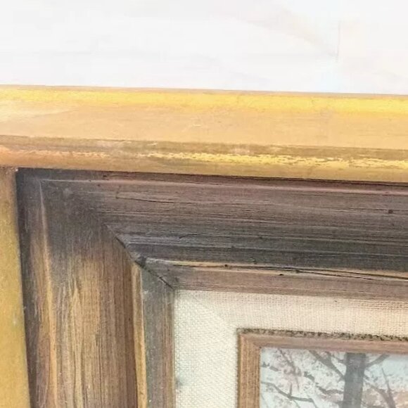 Hecho En Mexico Vintage Golden tone Wooden Picture Frame with signed Print - Picture 9 of 14